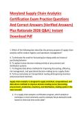 Maryland Supply Chain Analytics &NewLine;Certification Exam Practice Questions &NewLine;And Correct Answers &lpar;Verified Answers&rpar; &NewLine;Plus Rationale 2026 Q&A&vert; Instant &NewLine;Download Pdf