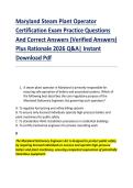 Maryland Steam Plant Operator &NewLine;Certification Exam Practice Questions &NewLine;And Correct Answers &lpar;Verified Answers&rpar; &NewLine;Plus Rationale 2026 Q&A&vert; Instant &NewLine;Download Pdf  