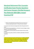 Maryland Retirement Plan Counselor &NewLine;Certification Exam Practice Questions &NewLine;And Correct Answers &lpar;Verified Answers&rpar; &NewLine;Plus Rationale 2026 Q&A&vert; Instant &NewLine;Download Pdf 