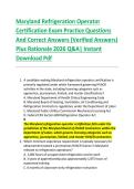 Maryland Refrigeration Operator &NewLine;Certification Exam Practice Questions &NewLine;And Correct Answers &lpar;Verified Answers&rpar; &NewLine;Plus Rationale 2026 Q&A&vert; Instant &NewLine;Download Pdf 