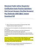 Maryland Public Safety Dispatcher &NewLine;Certification Exam Practice Questions &NewLine;And Correct Answers &lpar;Verified Answers&rpar; &NewLine;Plus Rationale 2026 Q&A&vert; Instant &NewLine;Download Pdf  