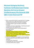 Maryland Packaging Machinery &NewLine;Technician Certification Exam Practice &NewLine;Questions And Correct Answers &NewLine;&lpar;Verified Answers&rpar; Plus Rationale 2026 &NewLine;Q&A&vert; Instant Download Pdf 