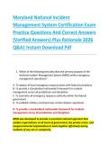 Maryland National Incident &NewLine;Management System Certification Exam &NewLine;Practice Questions And Correct Answers &NewLine;&lpar;Verified Answers&rpar; Plus Rationale 2026 &NewLine;Q&A&vert; Instant Download Pdf 