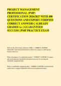 PROJECT MANAGEMENT PROFESSIONAL &NewLine;&lpar;PMP&rpar; CERTIFICATION LATEST EXAM &NewLine;2026&sol;2027 WITH 450 QUESTIONS AND WELL&NewLine;VERIFIED CORRECT ANSWERS &vert; ALREADY &NewLine;GRADED A&plus; &vert; GUARANTEED PASS &vert; PMP &NewLine;PRACTICE FINAL EXAM 