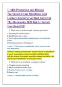 Health Promotion and Disease &NewLine;Prevention Exam Questions And &NewLine;Correct Answers &lpar;Verified Answers&rpar; &NewLine;Plus Rationales 2026 Q&A &vert; Instant &NewLine;Download Pdf 