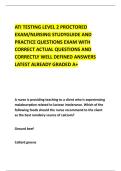 ATI TESTING LEVEL 2 PROCTORED &NewLine;EXAM&sol;NURSING STUDYGUIDE AND &NewLine;PRACTICE QUESTIONS EXAM WITH &NewLine;CORRECT ACTUAL QUESTIONS AND &NewLine;CORRECTLY WELL DEFINED ANSWERS &NewLine;LATEST ALREADY GRADED A&plus; 