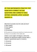 ATI TEAS MATHEMATICS PRACTICE TEST &NewLine;EXAM WITH CORRECT ACTUAL &NewLine;QUESTIONS AND CORRECTLY WELL &NewLine;DEFINED ANSWERS LATEST ALREADY &NewLine;GRADED A&plus; 