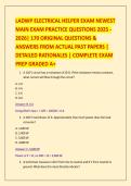 LADWP ELECTRICAL HELPER EXAM NEWEST &NewLine;MAIN EXAM PRACTICE QUESTIONS 2025 &NewLine;2026&vert; 170 ORIGINAL QUESTIONS & &NewLine;ANSWERS FROM ACTUAL PAST PAPERS &vert; &NewLine;DETAILED RATIONALES &vert; COMPLETE EXAM &NewLine;PREP GRADED A&plus;