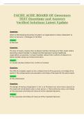 FACHE ACHE BOARD OF Governors&NewLine;TEST Questions and Answers&NewLine;Verified Solutions Latest Update
