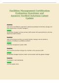 Facilities Management Certification&NewLine;Evaluation Questions and&NewLine;Answers Verified Solutions Latest&NewLine;Update