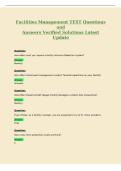 Facilities Management TEST Questions&NewLine;and&NewLine;Answers Verified Solutions Latest&NewLine;Update