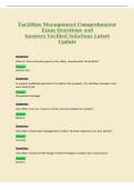 Facilities Management Comprehensive&NewLine;Exam Questions and&NewLine;Answers Verified Solutions Latest&NewLine;Update