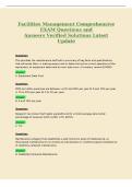 Facilities Management Comprehensive&NewLine;EXAM Questions and&NewLine;Answers Verified Solutions Latest&NewLine;Update