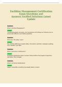 Facilities Management Certification&NewLine;Exam Questions and&NewLine;Answers Verified Solutions Latest&NewLine;Update
