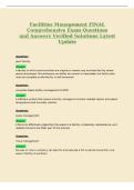 Facilities Management FINAL&NewLine;Comprehensive Exam Questions&NewLine;and Answers Verified Solutions Latest&NewLine;Update
