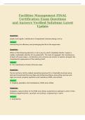 Facilities Management FINAL&NewLine;Certification Exam Questions&NewLine;and Answers Verified Solutions Latest&NewLine;Update