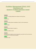 Facilities Management FINAL TEST&NewLine;Questions and&NewLine;Answers Verified Solutions Latest&NewLine;Update
