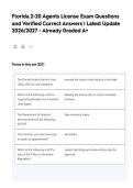 Florida 2-20 Agents License Exam &vert; Complete Actual Exam Questions with 100&percnt; Verified Correct Answers &vert; Latest Update 2026&sol;2027 Edition &ndash; Already Graded A&plus;