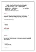 HESI PHARMACOLOGY EXAM V1 &vert;ACTUAL QUESTIONS & VERIFIED ANSWERS 2026-2027  UPDATED EDITION &vert;GRADED A&plus;