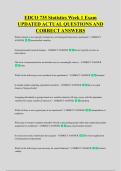 EDCO 735 Statistics Week 1 Exam &NewLine;UPDATED ACTUAL QUESTIONS AND &NewLine;CORRECT ANSWERS