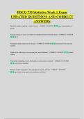 EDCO 735 Statistics Week 1 Exam &NewLine;UPDATED QUESTIONS AND CORRECT &NewLine;ANSWERS