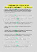 CAP Exam UPDATED ACTUAL &NewLine;QUESTIONS AND CORRECT ANSWERS