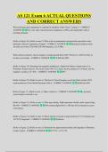 AS 121 Exam 6 ACTUAL QUESTIONS &NewLine;AND CORRECT ANSWERS