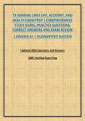TX GENERAL LINES LIFE&comma; ACCIDENT&comma; AND HEALTH EXAM PREP &vert; COMPREHENSIVE STUDY GUIDE&comma; PRACTICE QUESTIONS&comma; CORRECT ANSWERS AND EXAM REVIEW