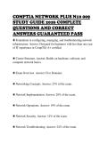 COMPTIA NETWORK PLUS N10 009&NewLine;REVIEW SHEET 2026 TESTED&NewLine;QUESTIONS AND VERIFIED&NewLine;SOLUTIONS&NewLine;