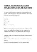 COMPTIA SECURITY PLUS SYO 601 2026&NewLine;FINAL EXAM CRAM SHEET AND STUDY NOTES