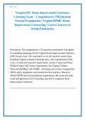 Virginia HIC Home Improvement Contractor &NewLine;Licensing Exam &ndash; Comprehensive 150-Question &NewLine;Practice Examination &vert; Virginia DPOR &vert; Home &NewLine;Improvement Contracting &vert; Correct Answers & &NewLine;Detailed Rationales