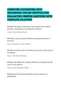 COMPUTER ACCOUNTING WITH&NewLine;QUICKBOOKS ONLINE CERTIFICATION&NewLine;EVALUATION VERIFIED QUESTIONS WITH&NewLine;COMPLETE SOLUTIONS
