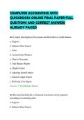 COMPUTER ACCOUNTING WITH&NewLine;QUICKBOOKS ONLINE FINAL PAPER FULL&NewLine;QUESTIONS AND CORRECT ANSWERS&NewLine;ALREADY PASSED