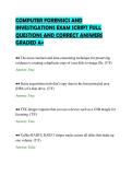 COMPUTER FORENSICS AND&NewLine;INVESTIGATIONS EXAM SCRIPT FULL&NewLine;QUESTIONS AND CORRECT ANSWERS&NewLine;GRADED A&plus;