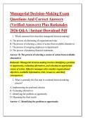 Managerial Decision-Making Exam &NewLine;Questions And Correct Answers &NewLine;&lpar;Verified Answers&rpar; Plus Rationales &NewLine;2026 Q&A &vert; Instant Download Pdf 