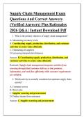Supply Chain Management Exam &NewLine;Questions And Correct Answers &NewLine;&lpar;Verified Answers&rpar; Plus Rationales &NewLine;2026 Q&A &vert; Instant Download Pdf 