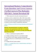 International Business Comprehensive &NewLine;Exam Questions And Correct Answers &NewLine;&lpar;Verified Answers&rpar; Plus Rationales &NewLine;2026 Q&A &vert; Instant Download Pdf 