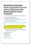 Human Resource Management &NewLine;Practice Exam Questions And Correct &NewLine;Answers &lpar;Verified Answers&rpar; Plus &NewLine;Rationales 2026 Q&A &vert; Instant &NewLine;Download Pdf 