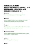 COMPUTER SCIENCE&NewLine;CERTIFICATION EXAM SCRIPT 2026&NewLine;TEST PAPER QUESTIONS AND&NewLine;SOLUTIONS GRADED A&plus;