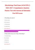 Microbiology Final Exam &lpar;AGACNP-C&rpar; &NewLine;2026&ndash;2027 &vert; Comprehensive Question &NewLine;Practice Test with Answers & Rationales&vert; &NewLine;Free Pdf Acces