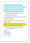 Accounting Information Systems &NewLine;Exam Questions And Correct Answers &NewLine;&lpar;Verified Answers&rpar; Plus Rationales &NewLine;2026 Q&A &vert; Instant Download Pdf 