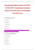 Microbiology Midterm Exam &lpar;AGACNP&NewLine;C&rpar; 2026&ndash;2027 &vert; Comprehensive Question &NewLine;Practice Test with Answers & Rationales&vert; &NewLine;Free Pdf Access