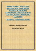 GENERAL PROPERTY AND CASUALTY INSURANCE PRODUCT KNOWLEDGE PERTINENT TO ADJUSTERS &vert; COMPREHENSIVE EXAM PREP&comma; PRACTICE QUESTIONS&comma; CORRECT ANSWERS AND STUDY GUIDE