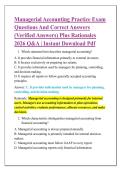 Managerial Accounting Practice Exam &NewLine;Questions And Correct Answers &NewLine;&lpar;Verified Answers&rpar; Plus Rationales &NewLine;2026 Q&A &vert; Instant Download Pdf 