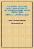 COMPREHENSIVE PROPERTY AND CASUALTY INSURANCE EXAM PREP &vert; PRACTICE QUESTIONS&comma; CORRECT ANSWERS AND STUDY GUIDE