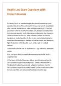 Health Law Exam Questions With Correct Answers