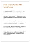 Health law Exam Questions With Correct Answers