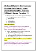 Medicinal Chemistry Practice Exam &NewLine;Questions And Correct Answers &NewLine;&lpar;Verified Answers&rpar; Plus Rationales &NewLine;2026 Q&A &vert; Instant Download Pdf 
