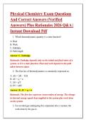 Physical Chemistry Exam Questions &NewLine;And Correct Answers &lpar;Verified &NewLine;Answers&rpar; Plus Rationales 2026 Q&A &vert; &NewLine;Instant Download Pdf 