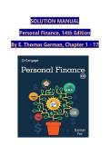 SOLUTION MANUAL &NewLine;Personal Finance&comma; 14th Edition &NewLine;By E&period; Thomas Garman&comma; Chapter 1 - 17 